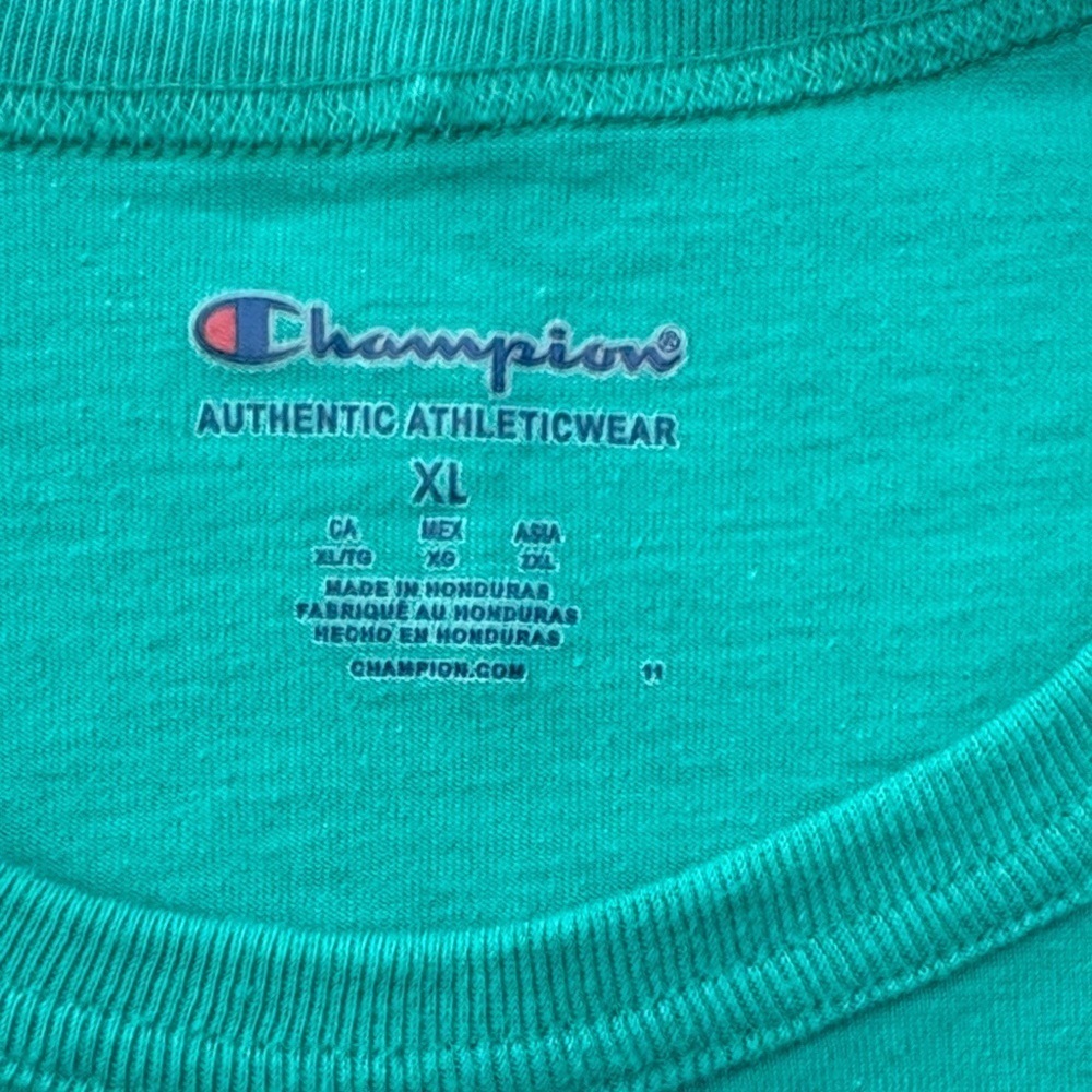 Champion Teal Logo Pattern Men's T-Shirt - Picture 2 of 6